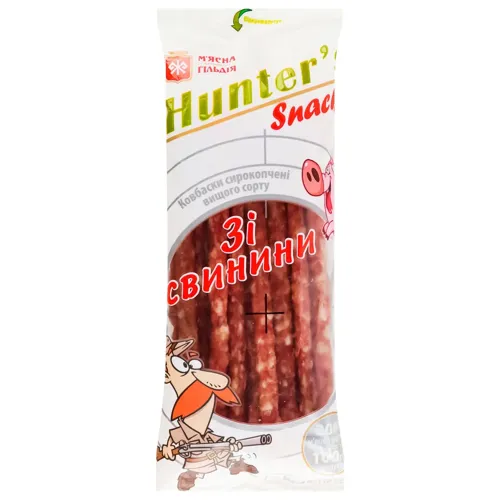 Ковбаски М'ясна гільдія Hunter's Snack Зі свинини сирокопчені 90г