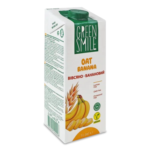 Напій Вівсяний З Фруктовим Наповнювачем Збагачений Кальцієм Ультрапастеризований Банан Green Smile, Пластикова Пляшка 1л