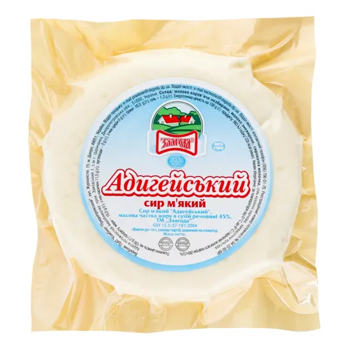 Сир 45% м'який Адигейський Злагода вищого ґатунку 0.3кг
