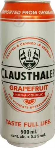 Пиво Clausthaler Grapefruit безалкогольне б/а з залізної банки 0.5л