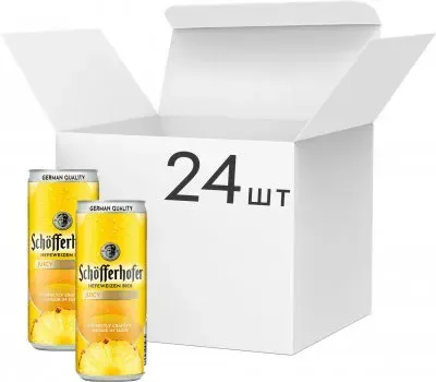Упаковка смеси пива с соком Schofferhofer Juicy Pineapple светлое нефильтрованное 2.5% 0.33л x 24 шт