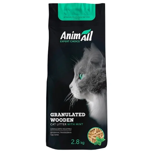 Наповнювач гігієнічний AnimAll для котів деревинний з ароматом м'яти 2,8кг