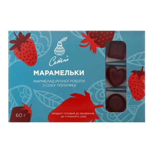 Мармелад ручної роботи з соку полуниці Марамельки Сетно 60г картонна упаковка