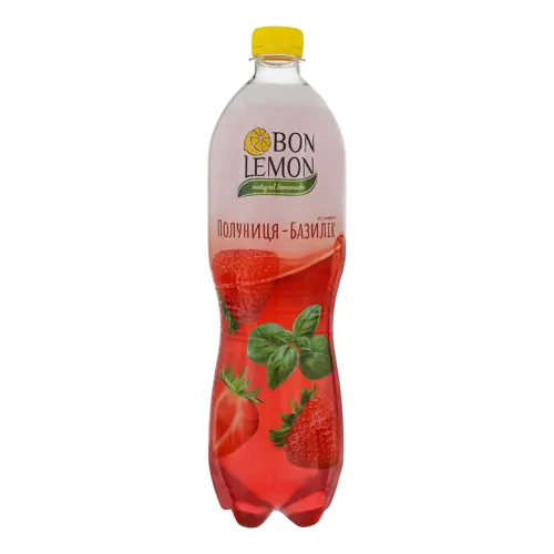 Напій безалкогольний соковмісний сильногазований Полуниця-Базилік Bon Lemon 1л