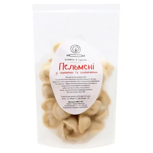 Пельмені Пельмень & Вареник зі свининою та яловичиною 500г