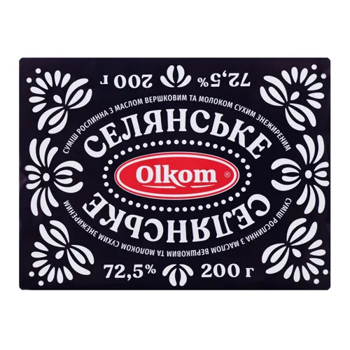 Суміш рослинна з вершковим маслом і молоком 72.5% Селянське Olkom 200г