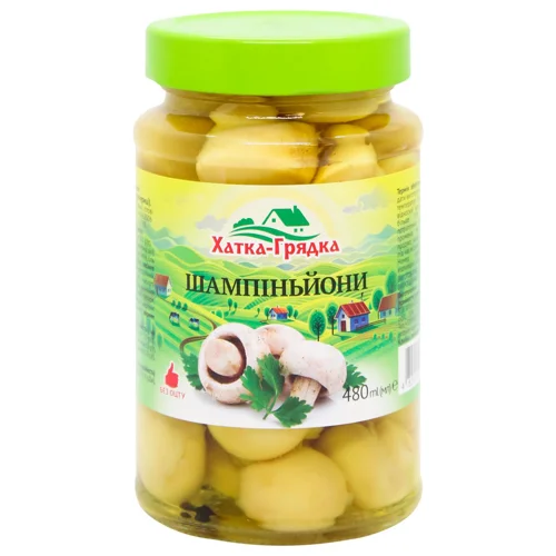 Гриби Хатка-Грядка Печериці цілі мариновані 480мл
