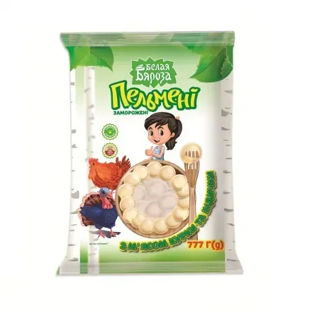 Пельмені 0,777 кг Біла Береза з м'ясом курки та індички м/уп