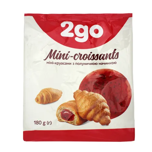 Міні-круасани з полуничною начинкою 2go м/у 180г