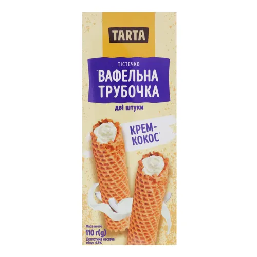 Тістечко Вафельна трубочка крем-кокос Tarta к/у 2x55г