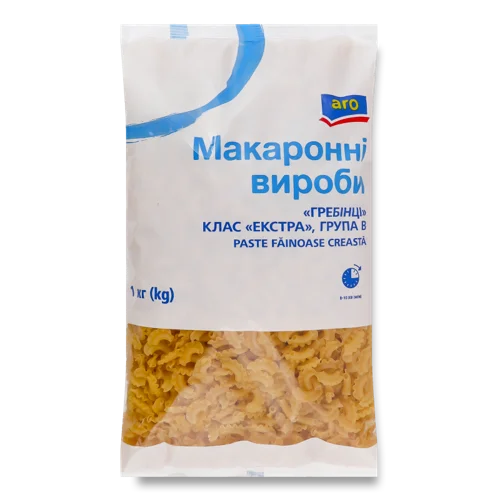 Макаронні Вироби Гребінці Вищого ґатунку, Екстра група B, Aro, м/у, 1 кг