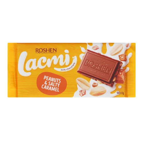 Шоколад молочний з арахісом та шматочками солоної карамелі Lacmi Roshen м/у 90г