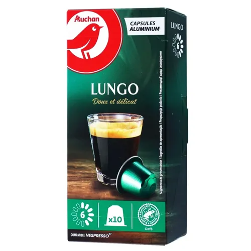 Кава Ашан Lungo в капсулах 10шт*5,2г