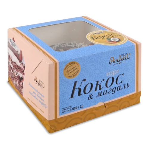 Торт Заморожений Кокос та Мигдаль Perfetto Food к/у, 500г