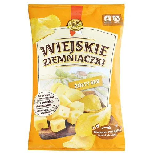 Чипси Wiejskie Ziemniaczki зі смаком сиру 130г