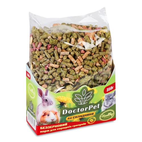 Корм для Малих Гризунів Беззерновий, 44 Складники, 350 г, Doctor Pet