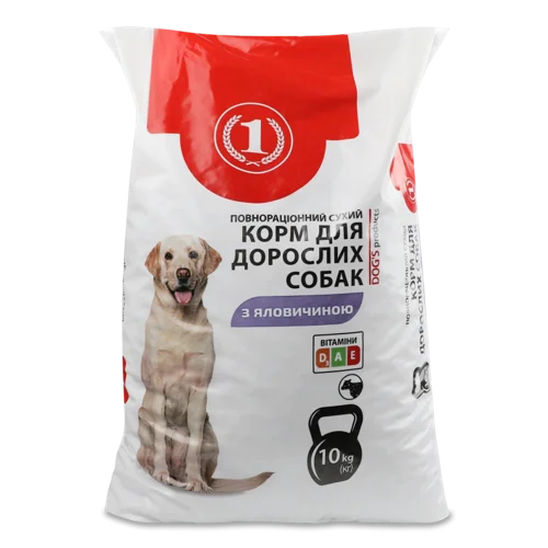 Корм Сухий Повнораціонний Для Дорослих Собак З Яловичиною, В/ґ, 10 кг