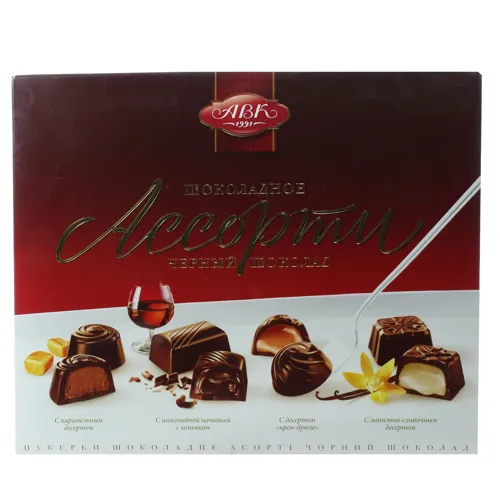 Цукерки з чорного шоколаду Шоколадне асорті АВК