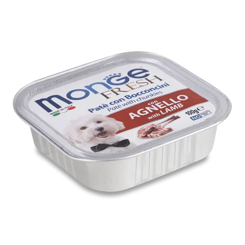 Корм Консервований Додатковий Для Дорослого Собаки З Ягням, Fresh Monge, Лоток, 100г