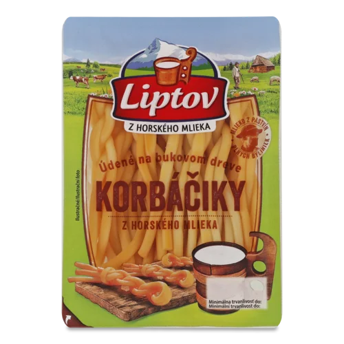 Сир Напівтвердий Копчений 35% Korbaciky Liptov, лоток 75г