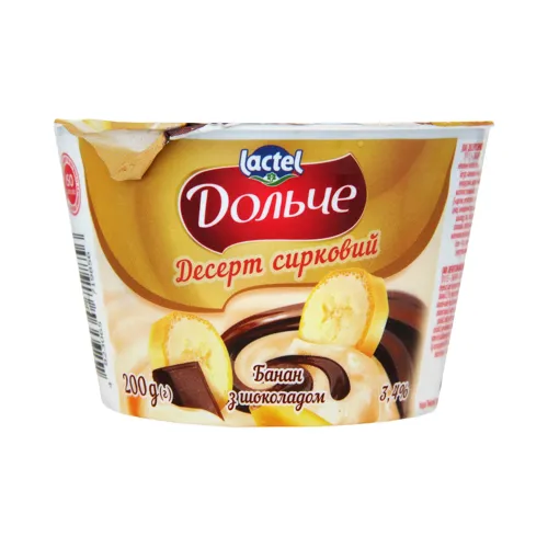 Десерт сирковий 3.4% Банан-шоколад Дольче ст 200г