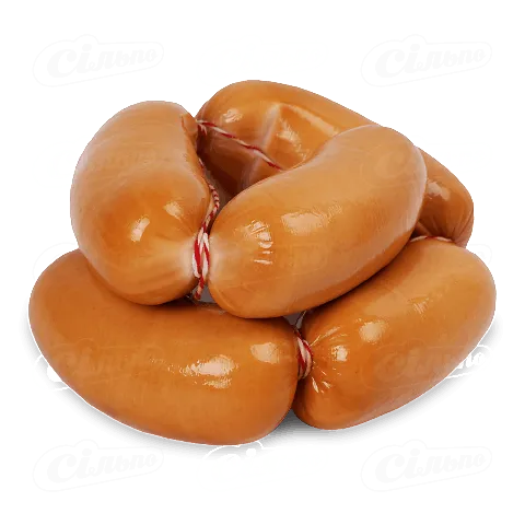 Сардельки «Алан» з сиром «Женевські» вищого ґатунку натуральна оболонка, 1 кг