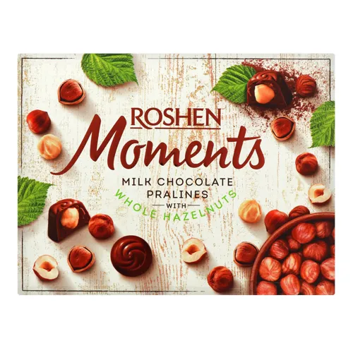 Цукерки шоколадні з цілим фундуком Roshen Moments к/у 116г