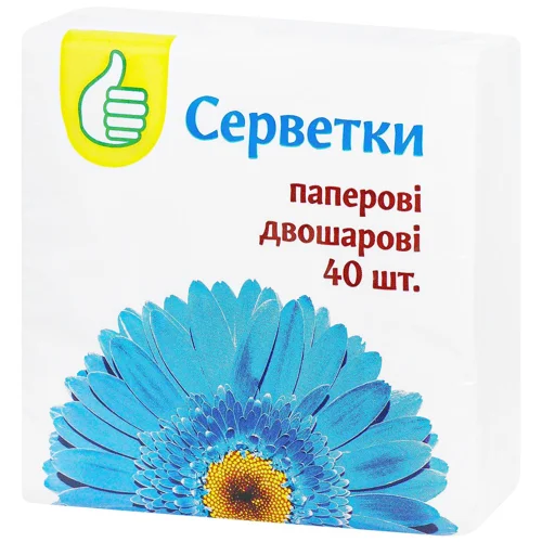 Серветки Auchan паперові двошарові білі 40шт