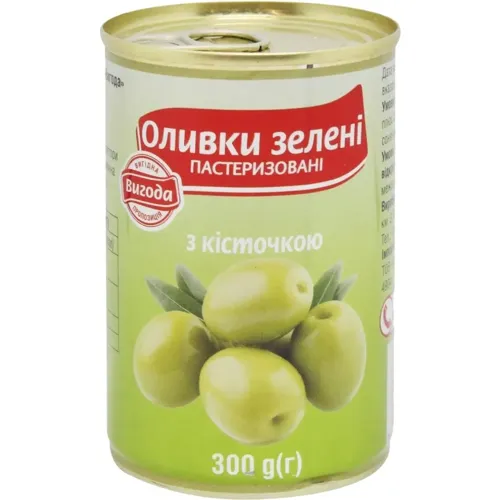 Оливки Вигода зелені з кісточкою 300г
