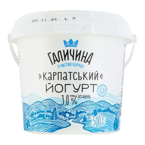 Йогурт 3% без цукру Карпатський Галичина відро 500г