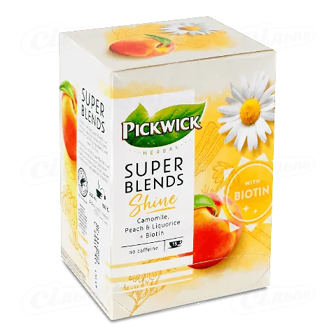 Чай фруктово-трав'яний Pickwick Super Blends ромашка-персик, 15*1,5г