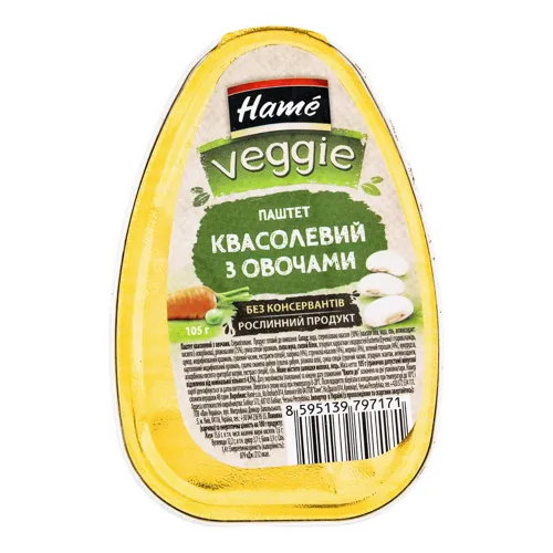 Паштет Квасолевий з овочами Veggie Hame з/б 105г