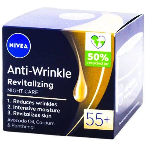 Крем для обличчя Nivea проти зморшок + ревіталізація нічний 55+ 50мл