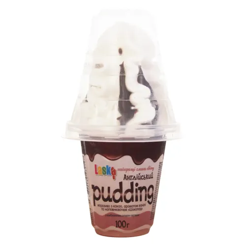 Морозиво 12% з какао, ароматом ванілі та наповнювачем Шоколад Англійський pudding Laska ст 100г