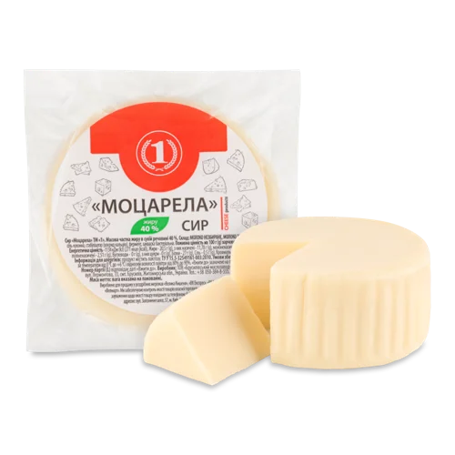 Сир М'який Чеддеризований Моцарелла 40% В/У, ТМ '1'
