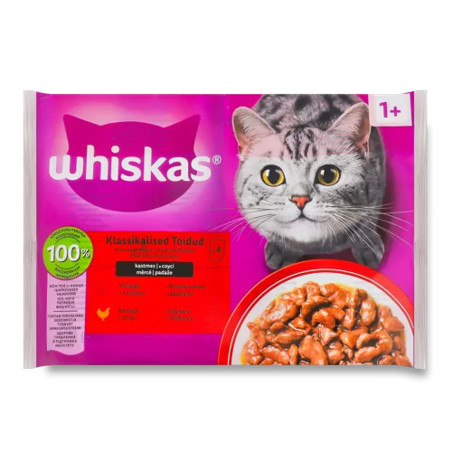 Корм Консервований Повнораціонний Для Дорослих Котів у Соусі Whiskas, з/б 4х85г