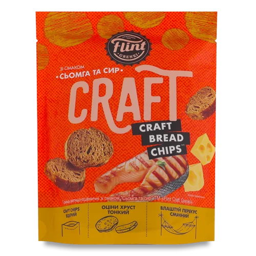 Грінки Житньо-Пшеничні Сьомга та Сир Craft Bread Chips, д/п 80г