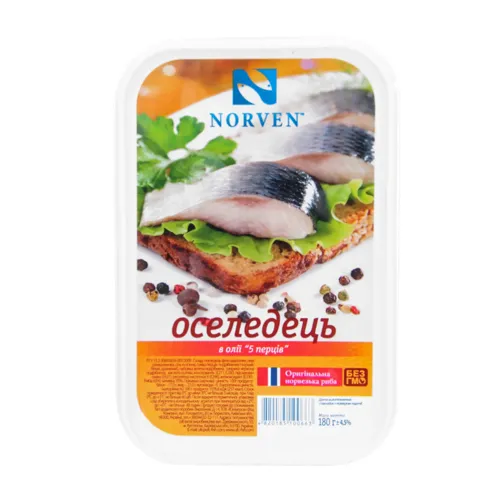 Оселедець в олії 5 перців Norven п/у 180г