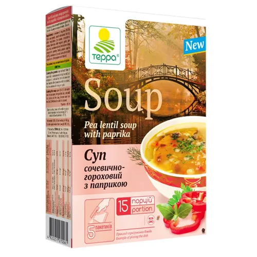 Суп-гарнір Терра гороховий з сочевицею, паприкою та базиліком 300г