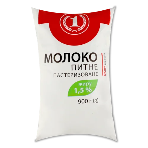 Молоко Пастеризоване 1.5% ТМ '1', 900г