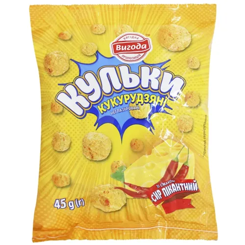 Фігурні вироби Вигода кукурудзяні солоні зі смаком сиру з чилі 45г