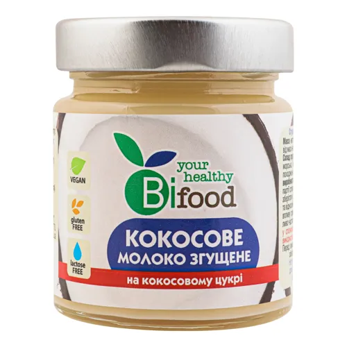 Молоко згущене кокосове на кокосовому цукрі Bi food с/б 240г