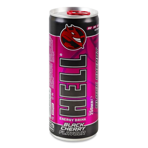 Напій Енергетичний Безалкогольний Газований З Смаком Чорної Черешні Та Тутті-Фрутті Hell, Залізна Банка 250мл