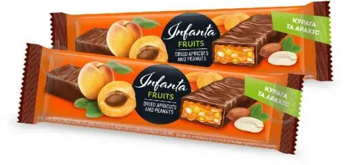 Батончик з курагою та арахісом глазурований кондитерською глазур'ю «Infanta»