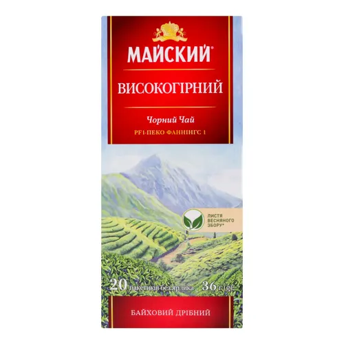 Чай чорний байховий дрібний Високогірний Майский 20х1.8г