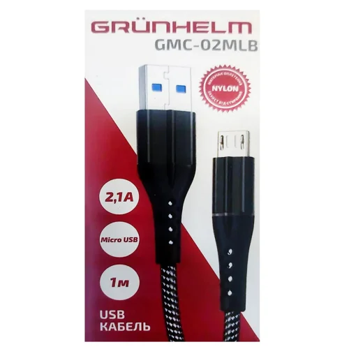 Кабель Micro USB Grunhelm тканинна обплітка 1м GMC-02MLB