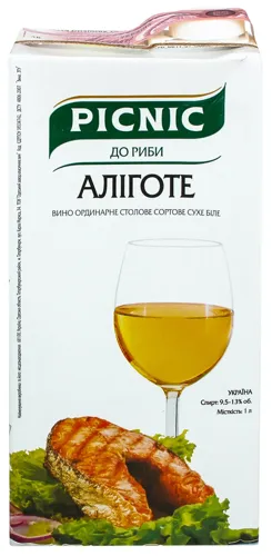 Вино 1л 9.5-14% біле сухе Аліготе Picnic т/п