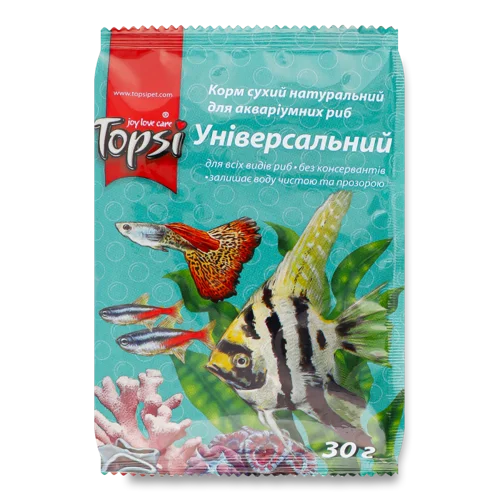 Корм Сухий Натуральний Для Акваріумних Риб Універсальний Topsi, 30 г