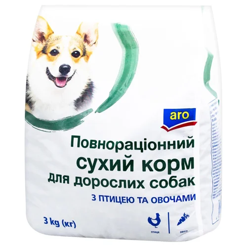 Корм сухий Aro з птицею та овочами для собак 3кг