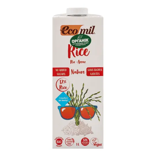 Молоко органічне рослинне з кокосу без цукру Ecomil т/п 1л